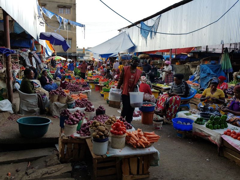 Women-only vendors in section of the Arusha market 阿鲁沙市场只限女摊贩摊位