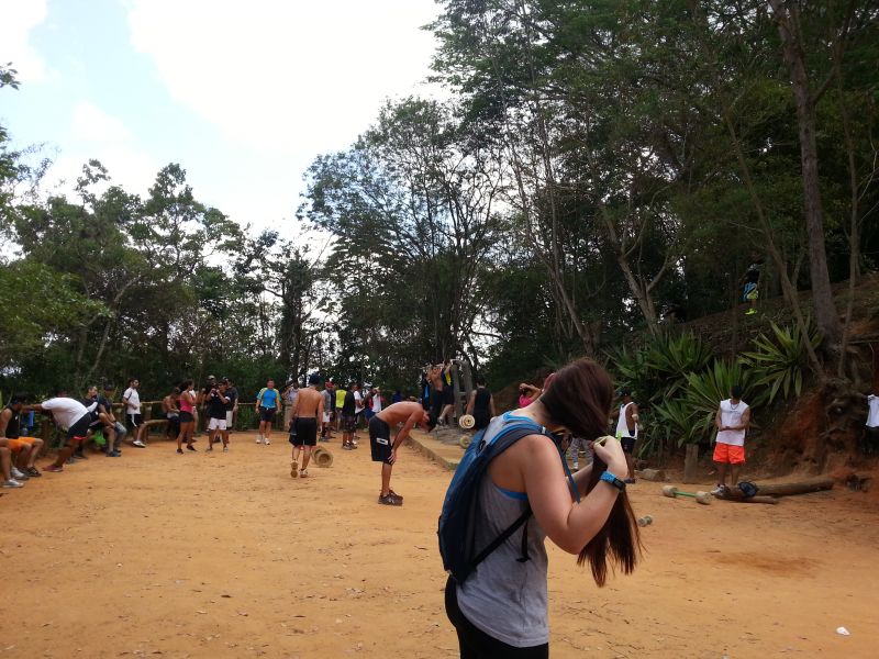 Out door gym along hiking trail up the mountain 爬山点的户外健身场