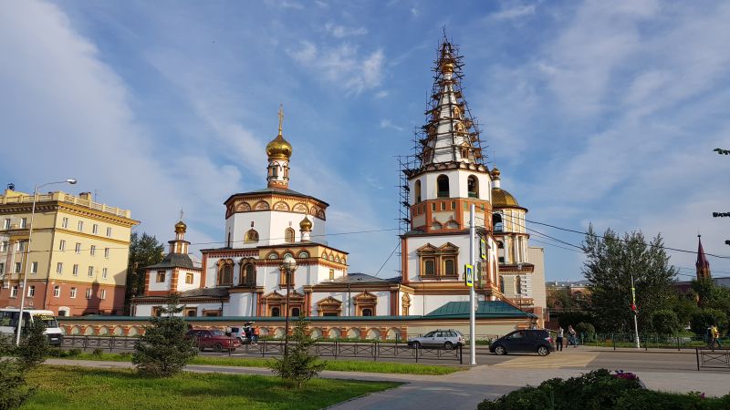 Orthodox church on the Angara River bank 安加拉河岸上东正教堂