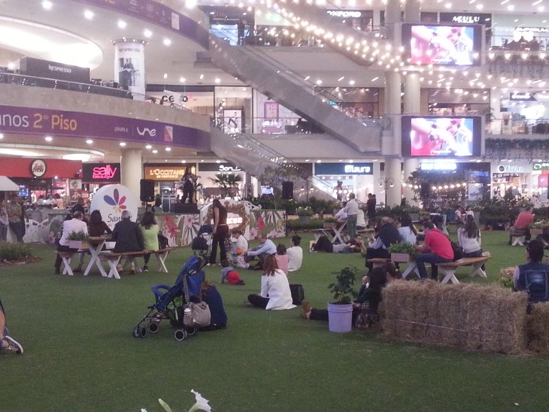 Picnic in a shopping mall 大商场内大堂野餐