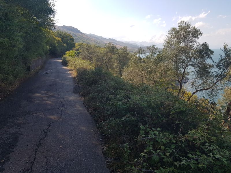 Narrow road on the hill overlooking the lake 狭窄山路，静无人迹，独赏大湖