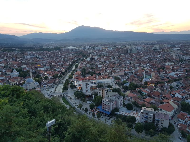 View of Prizren from the fortress 山顶上堡垒看傍晚的小镇全景