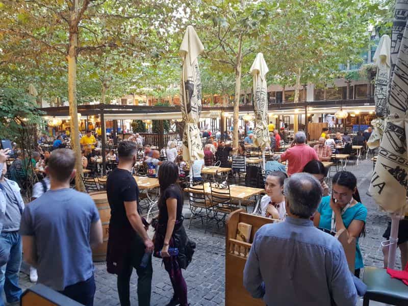 Manuc's Inn, one of Europe's last remaining caravanserai, built in 1808, restaurant in its large interior courtyard