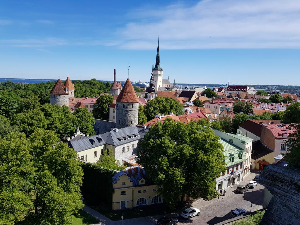 Medieval towers and church spires of Tallinn Old Town 塔林老城的中世纪塔和教堂塔尖