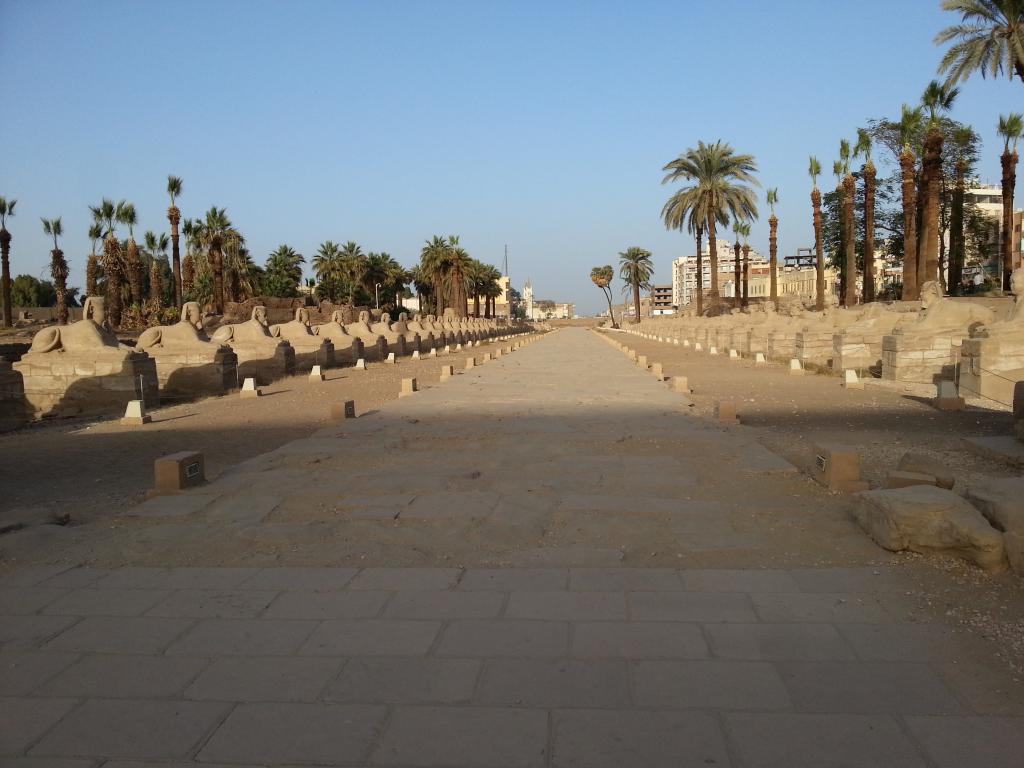 Avenue of sphinxes, ancient road between Temple of Luxor and Temple of Karnak ﻿狮身人面像大街，古卡纳克神庙和卢克索神庙之间通道