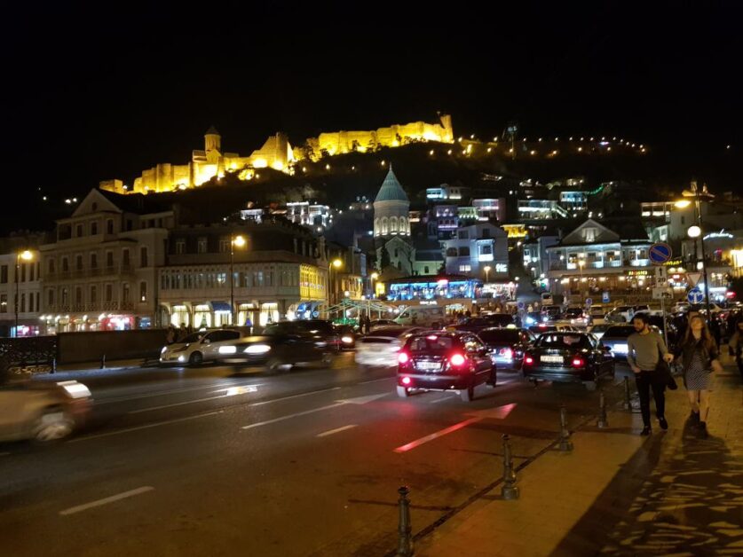 Tbilisi city center at night