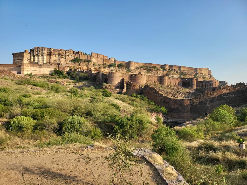 View of the Mehrangarh Fort from the foothill