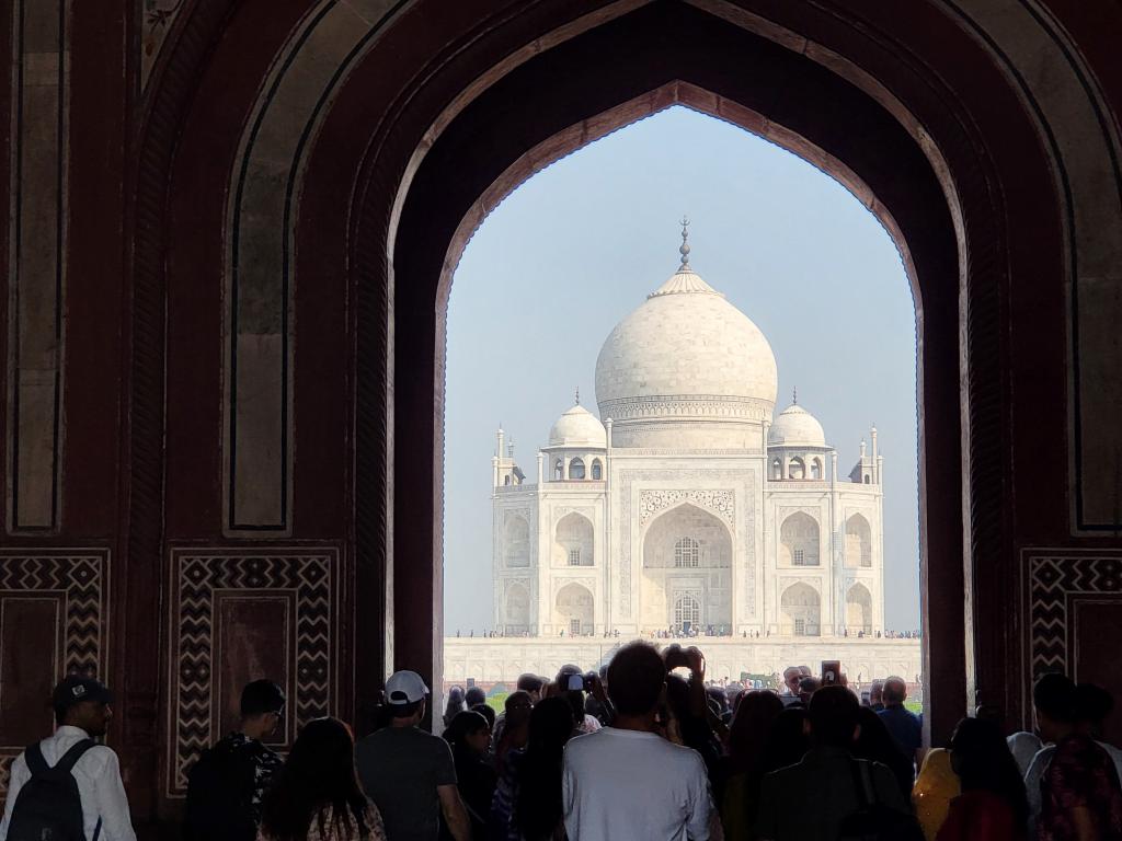 The Taj Mahal, as seen through the entrance gate