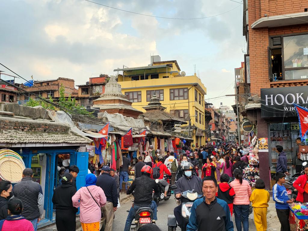 Busy narrow street near Patan Durbar Square