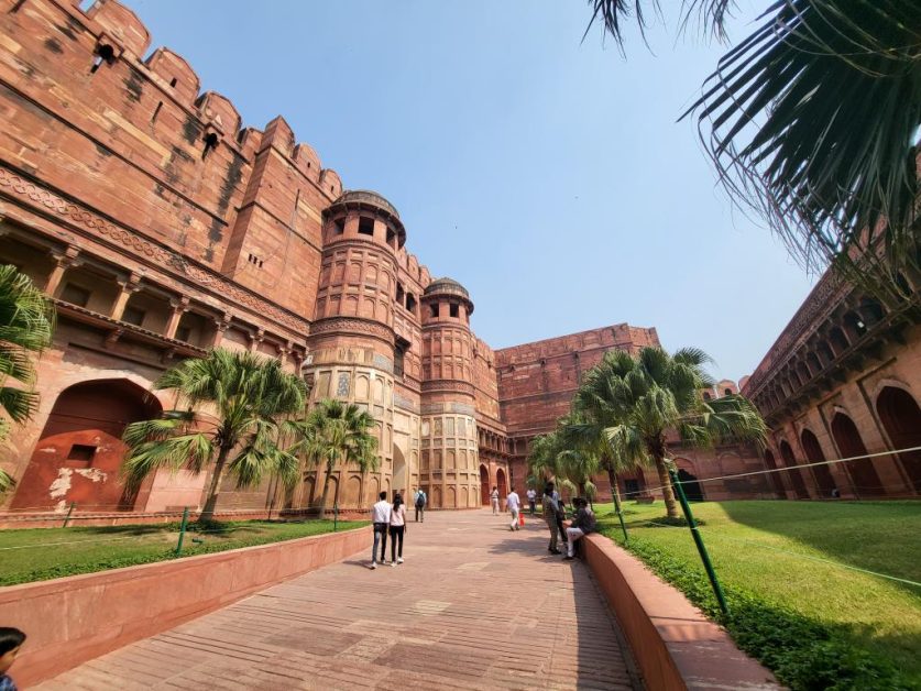 Inside the walls of the Agra Fort