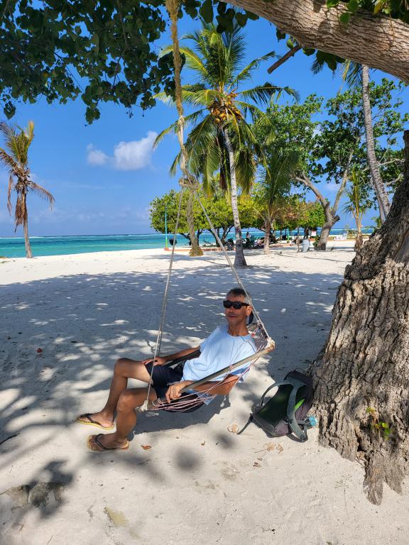 Relaxing on no-bikini beach