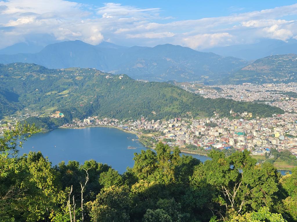 View of Pokhara from near the World Peace Pagoda on Anadu Hill