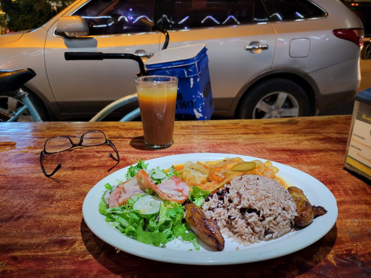 The staple of Central America - black bean rice and plantain