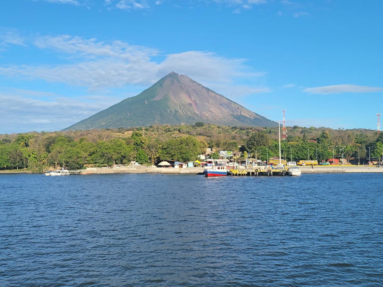 Ferry approaching Ometepe, Volcan Concepcion awaits