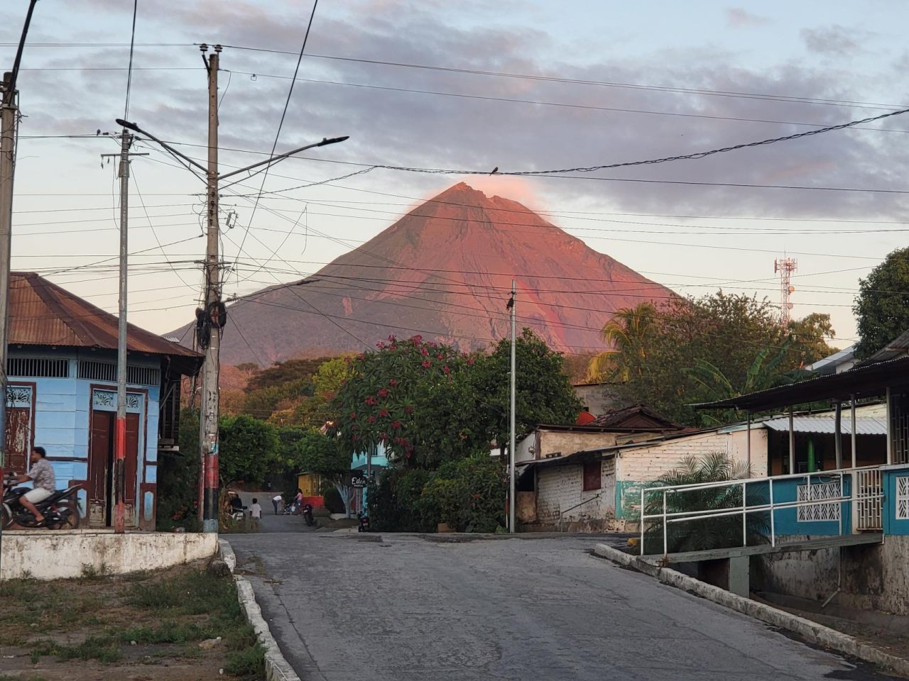 Red hot volcano from the balcony of my hostel