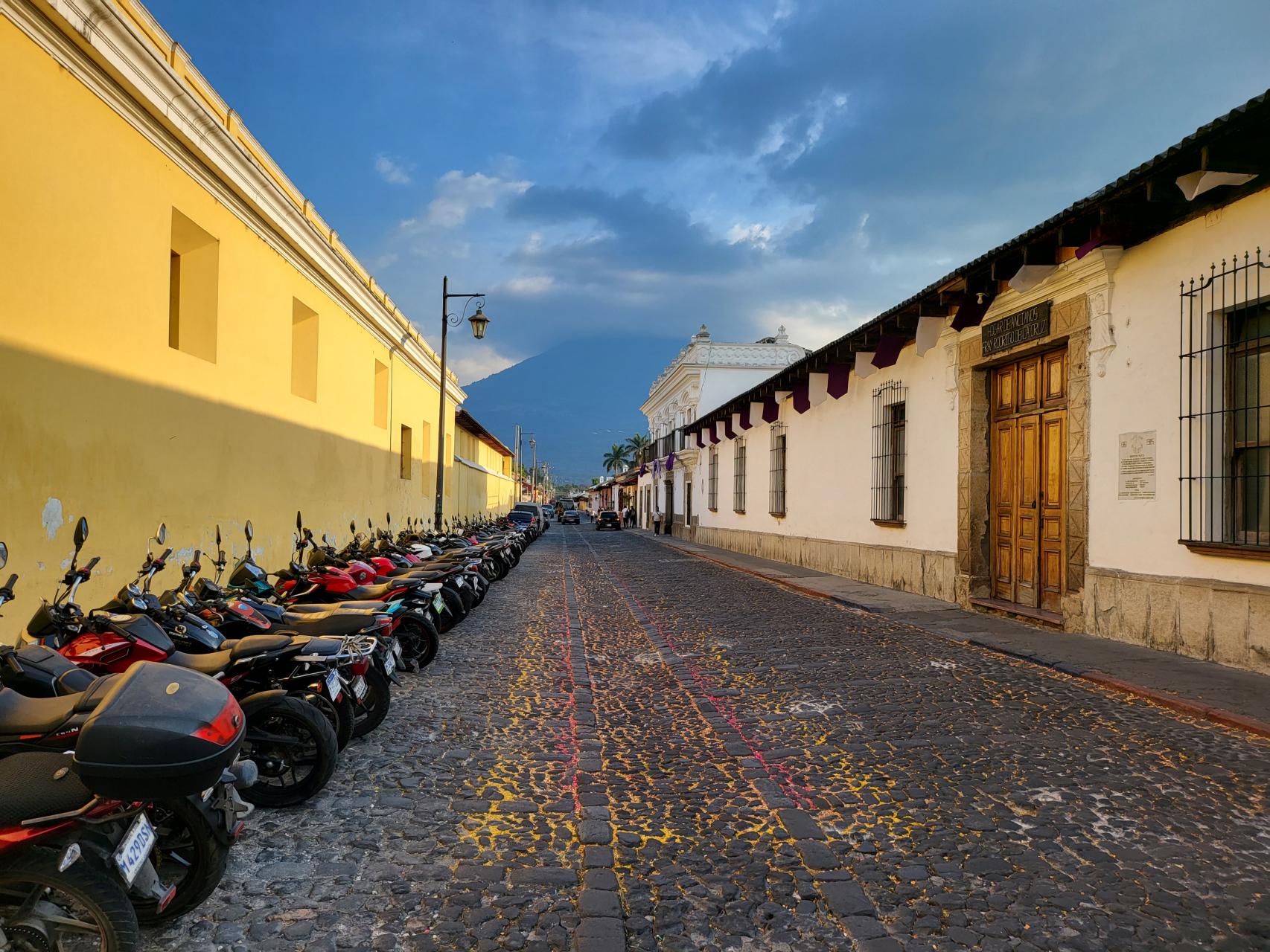 The famed wide old cobblestone streets of Antigua