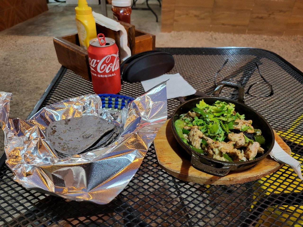 Mexican dinner of pot pollo and tortilla