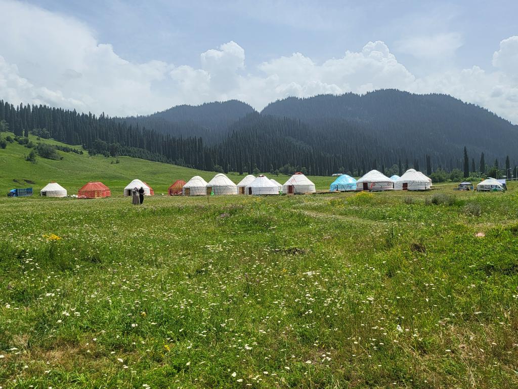 The yurts living on the grassland in Kuerdening