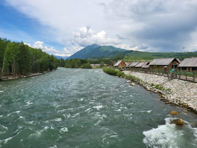 The alpine river flowing by Hemu Village