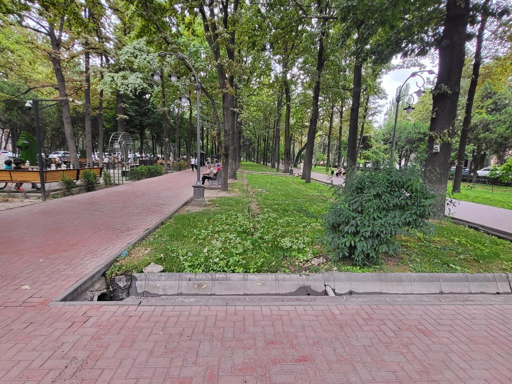 A park belt between the city's streets