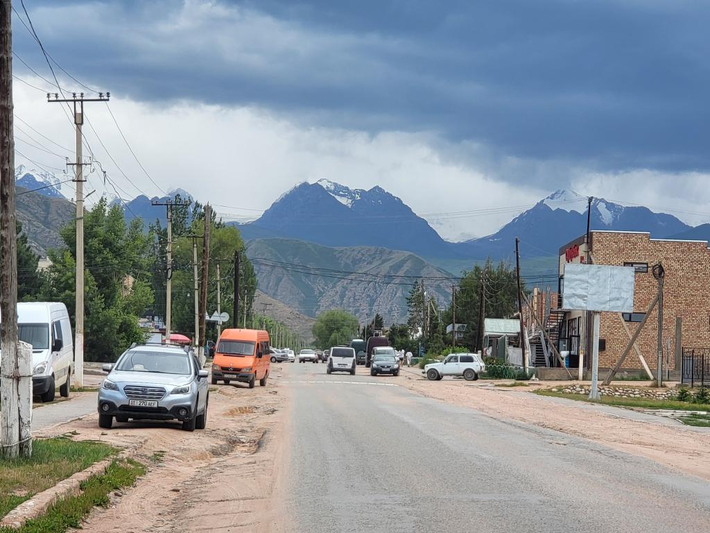 Bokonbayevo and its snow-capped mountains