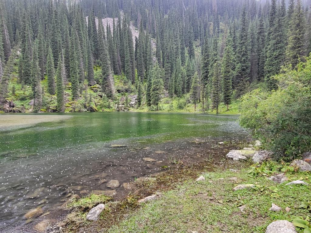 Tamed lake in the valley