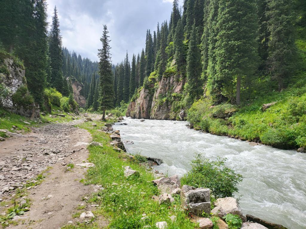 The hikers' highway led by the rushing river