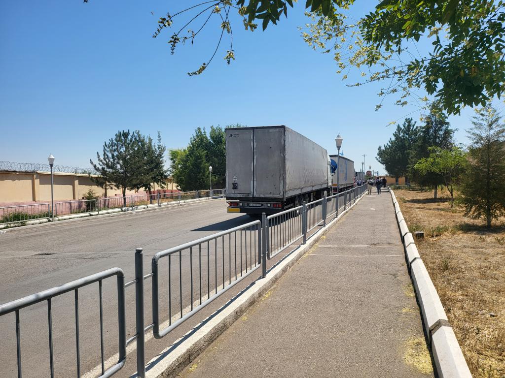 Walking to the Tajikistan border control