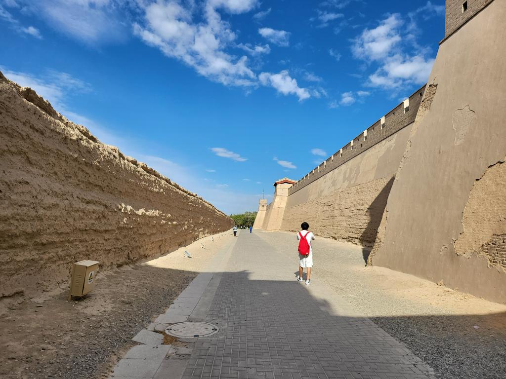 The high walls of Jiayuguan Fortress