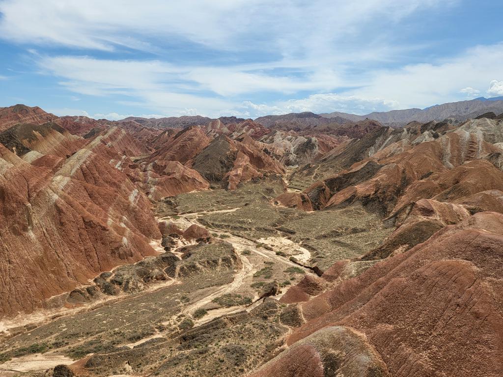 The colorful rolling hills and dry valleys