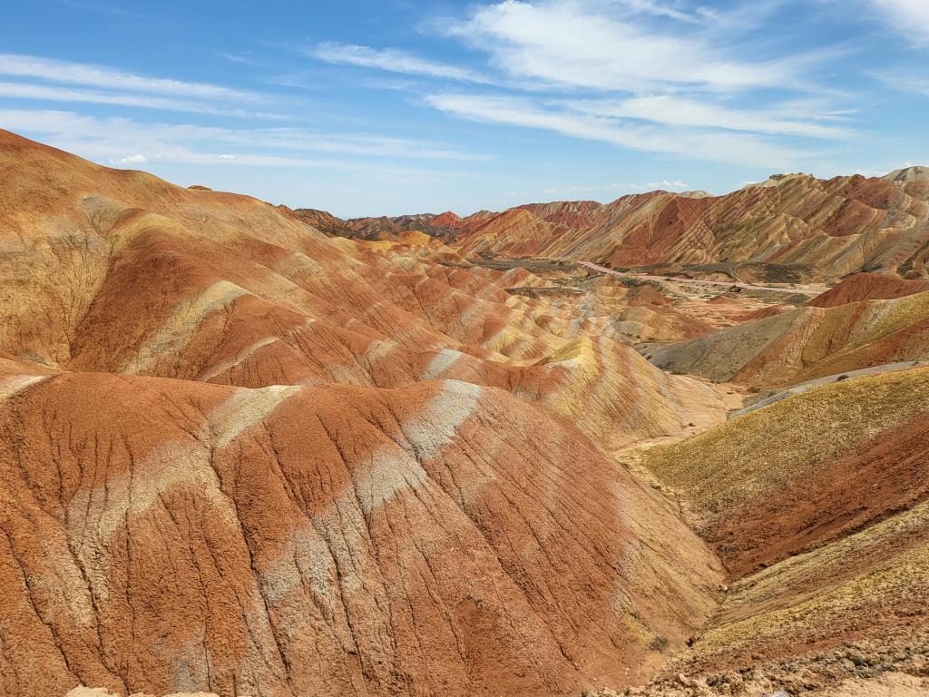 Distinctive and unusual color stripes that ran across the slopes