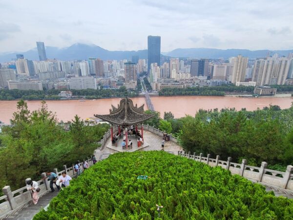 Lanzhou skyline from the hill on Baitashan Park