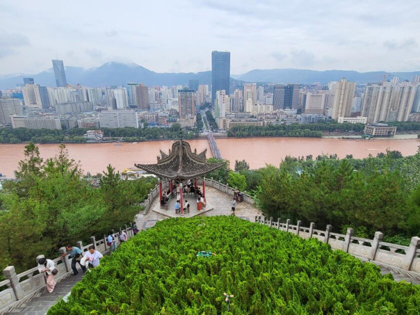 Lanzhou skyline from the hill on Baitashan Park