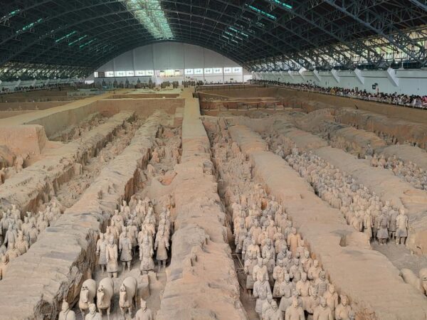 Buried with Qinshihuang, his great army of thousands of terracotta warriors