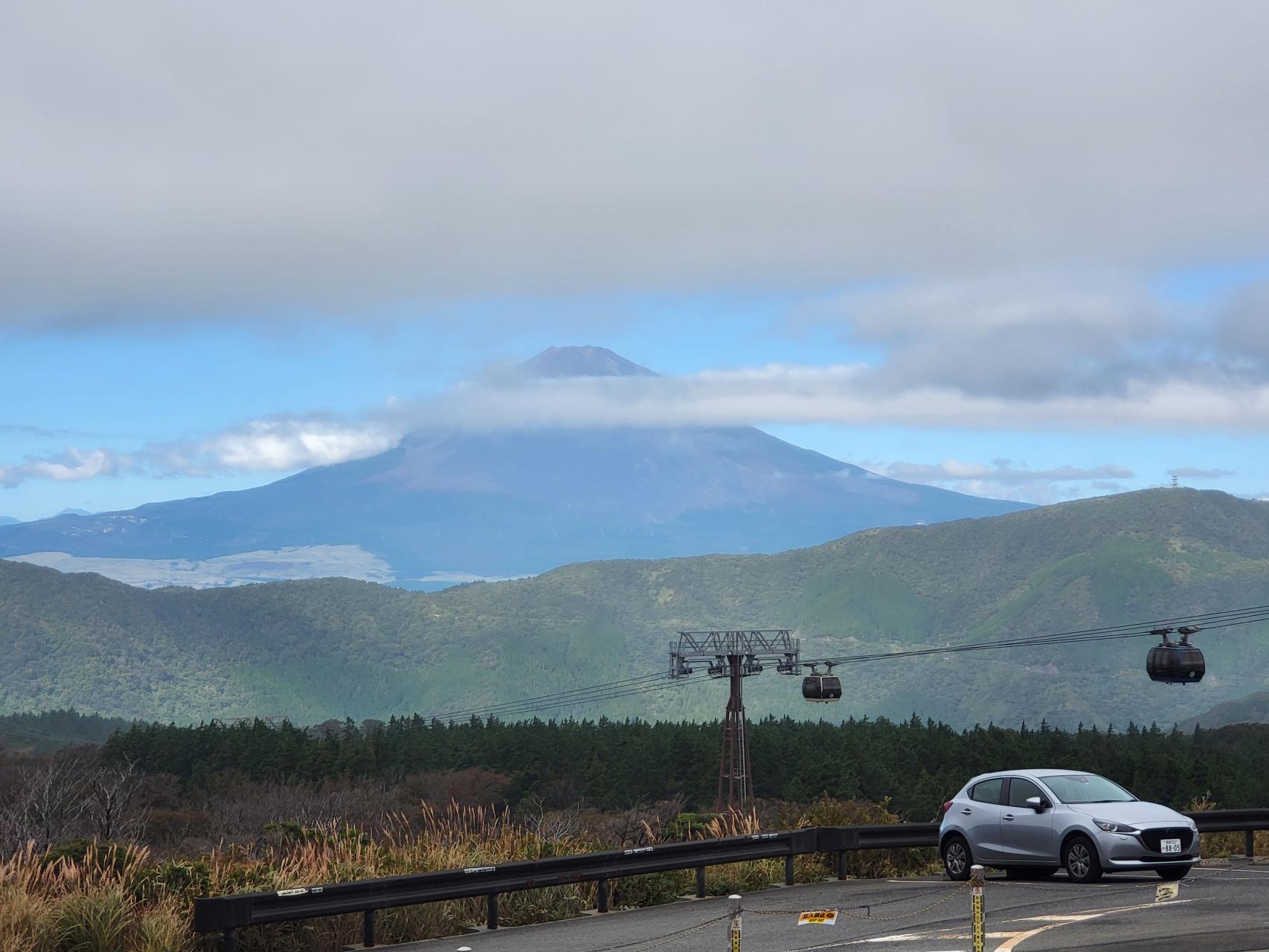 Mount Fuji as seen from the height of Owakudani in Hakone