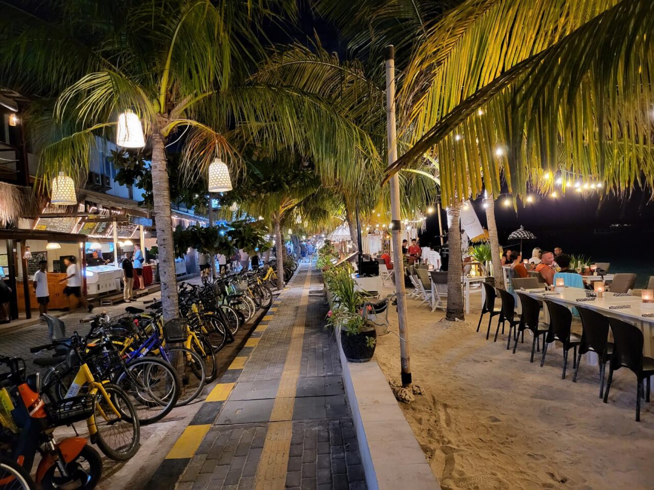 Dining on the beach in the evening, Gili Trawangan