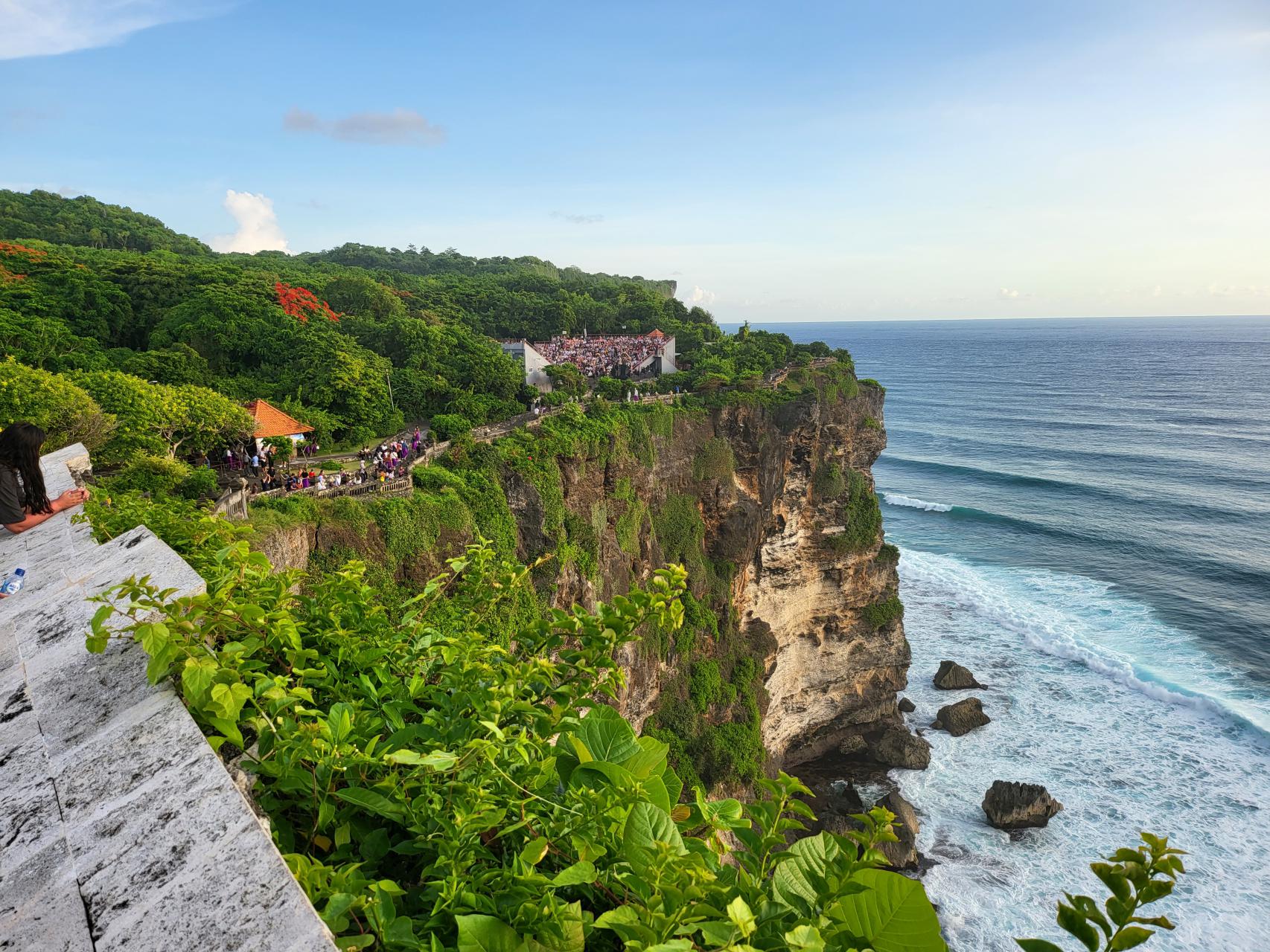 Uluwatu Temple, atop of a steep cliff with views of the Indian Ocean