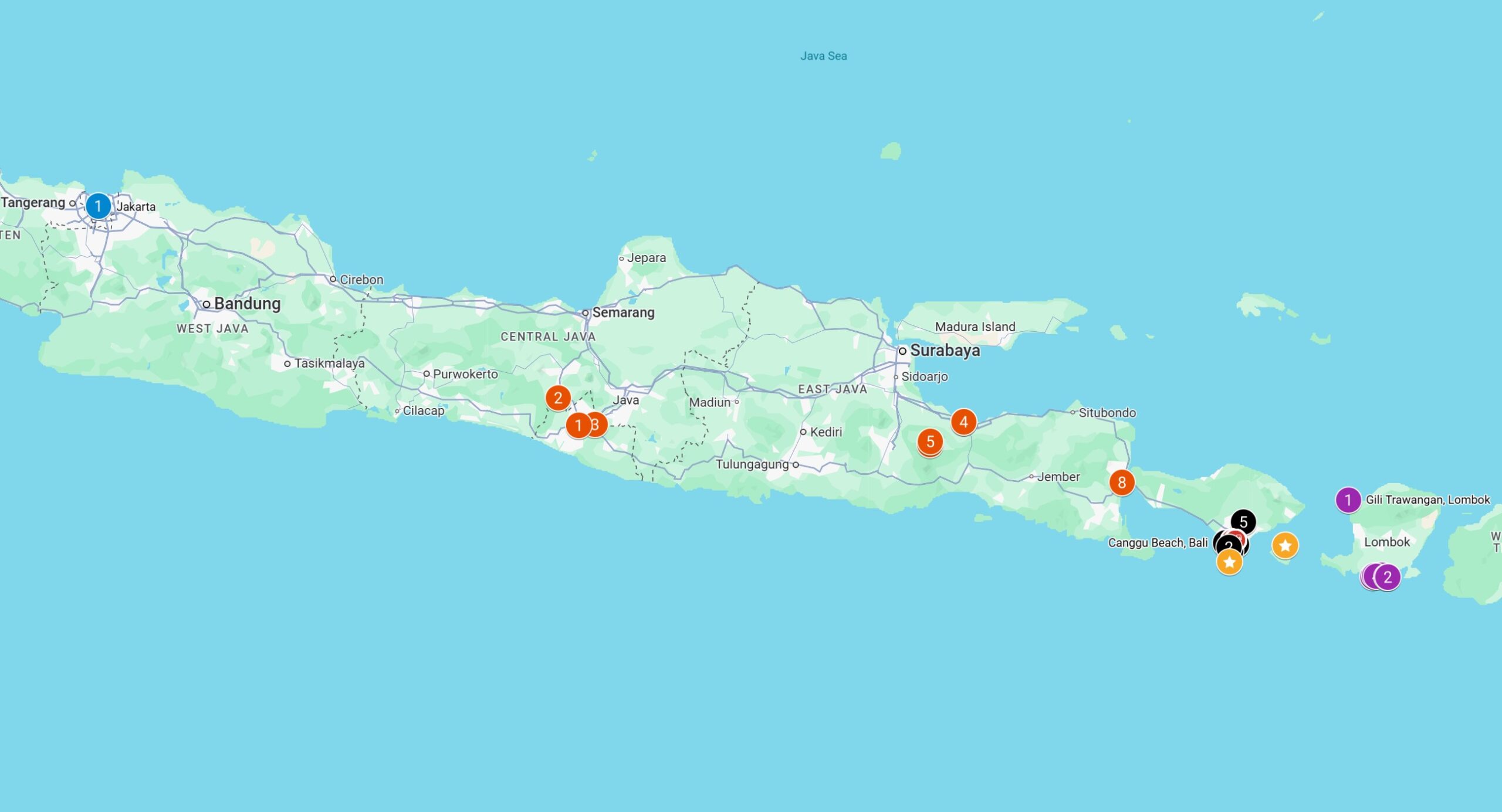 Indonesian 3-weeks route map