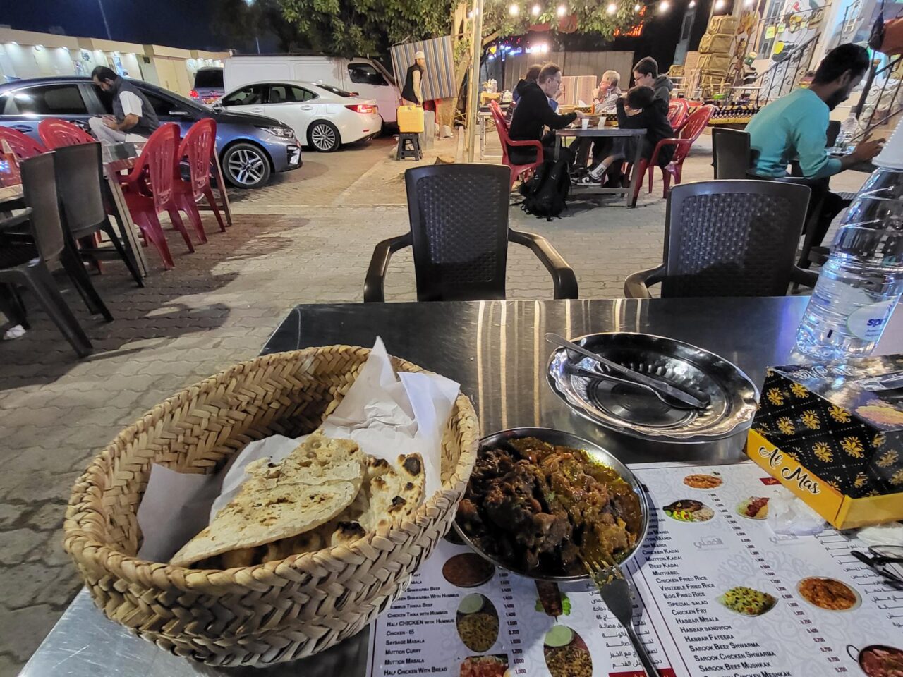 Chicken masala and roti dinner in Nizwa