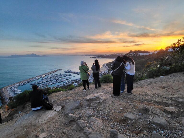 Sidi Bou Said viewpoint of sunset on the waterfront